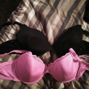 Black and pink bras size 36 d and 36 dd